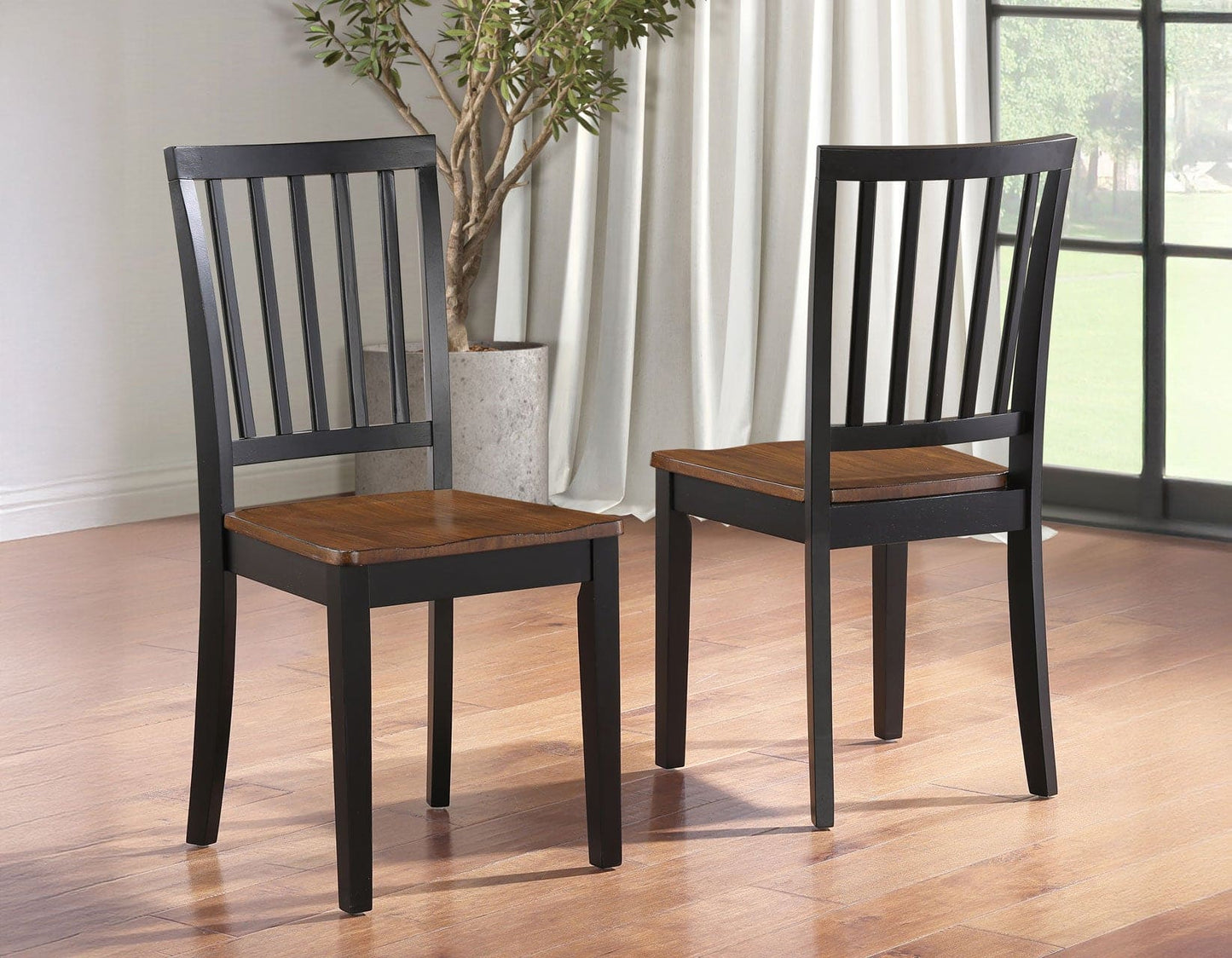 Joplin Solid Wood Farmhouse Chair, Walnut and Ebony Finish
