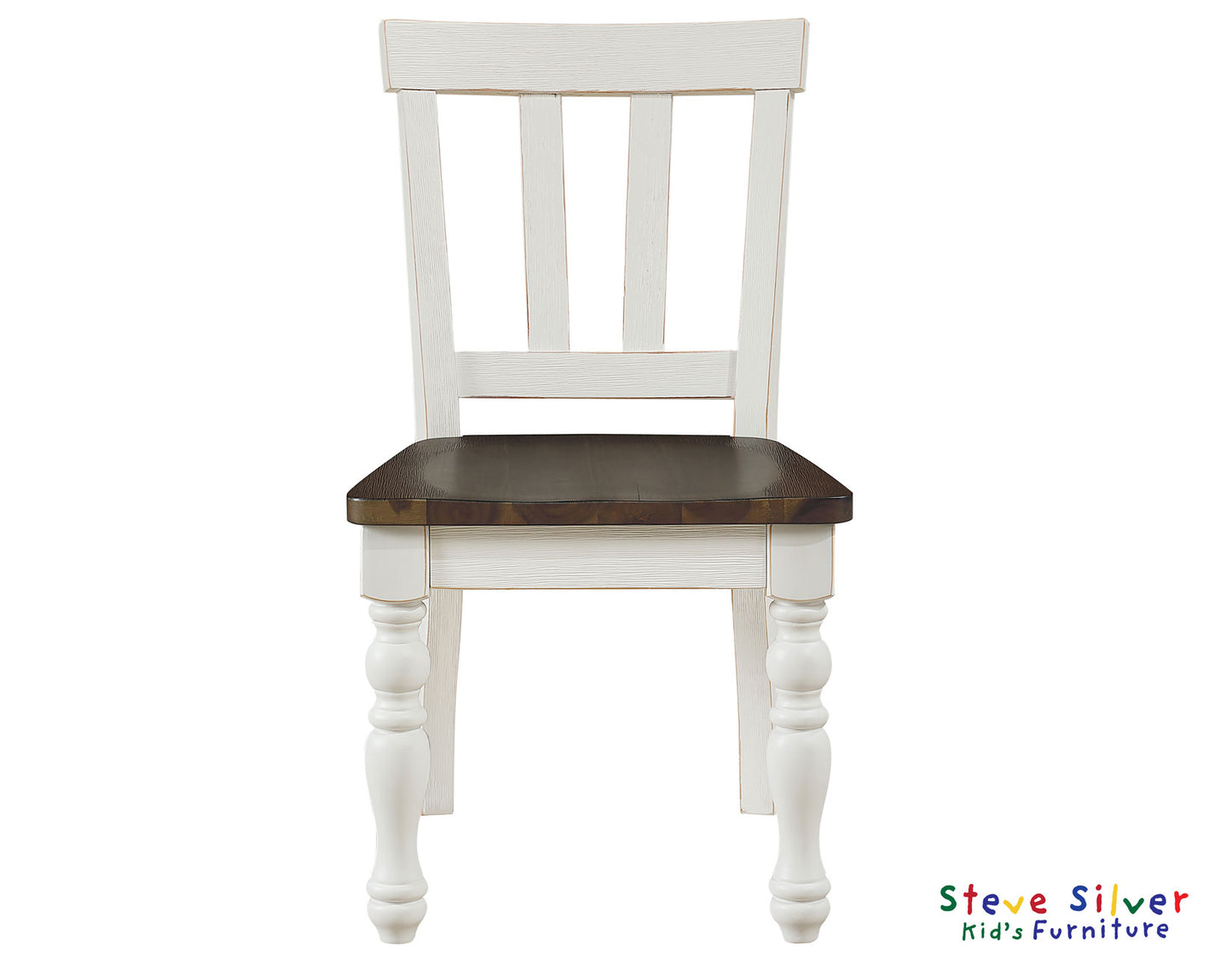 Joanna Kids Solid Wood Side Chair, Ivory and Mocha Finish