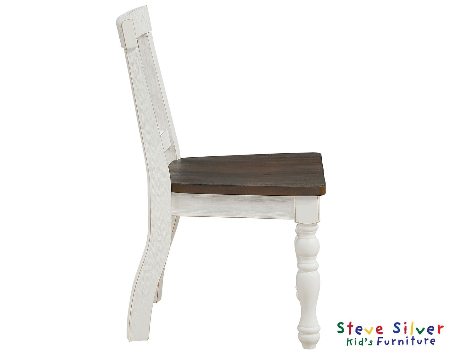 Joanna Kids Solid Wood Side Chair, Ivory and Mocha Finish