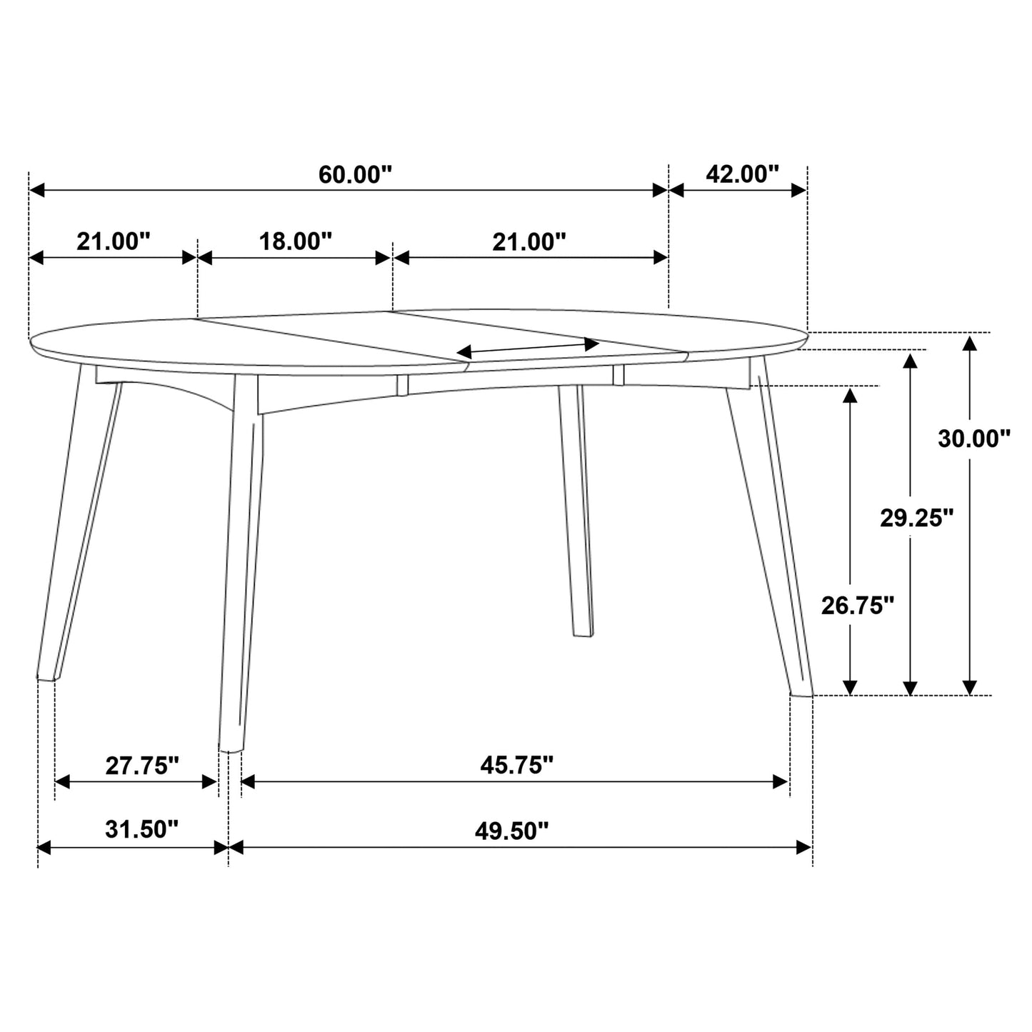 Jedda Oval 60-inch Extension Leaf Dining Table Dark Walnut
