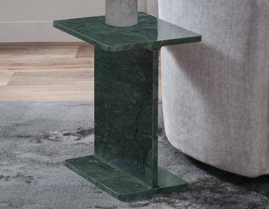 Irma I-Beam Solid Empress Green Marble Accent Table
