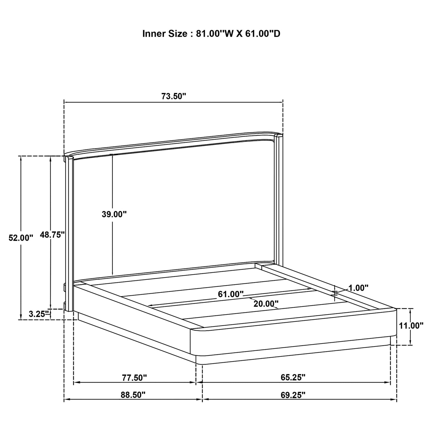 Kailani 52-inch Queen Wingback Bed Beige Oak