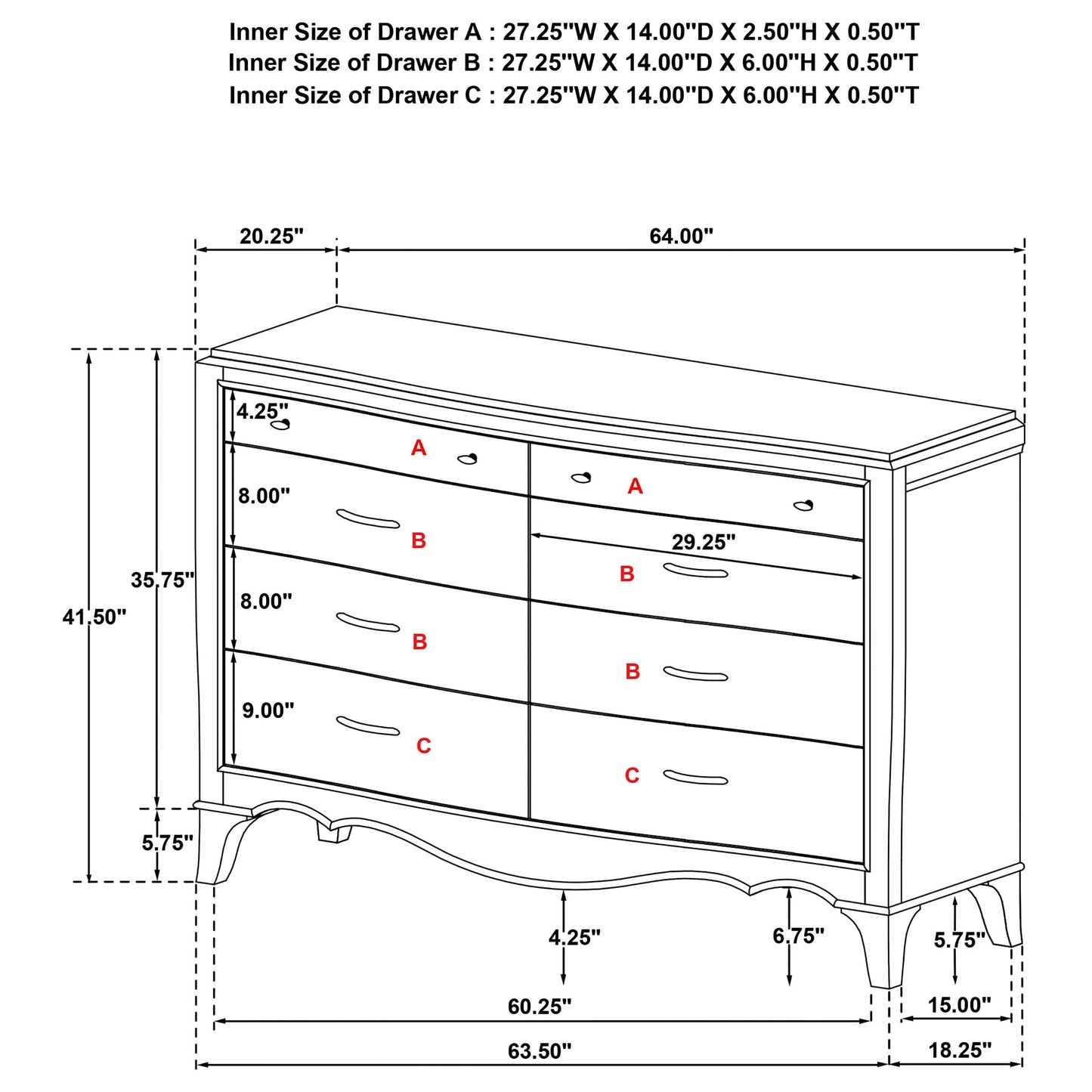 Revello 8-drawer Bedroom Dresser Washed Mango