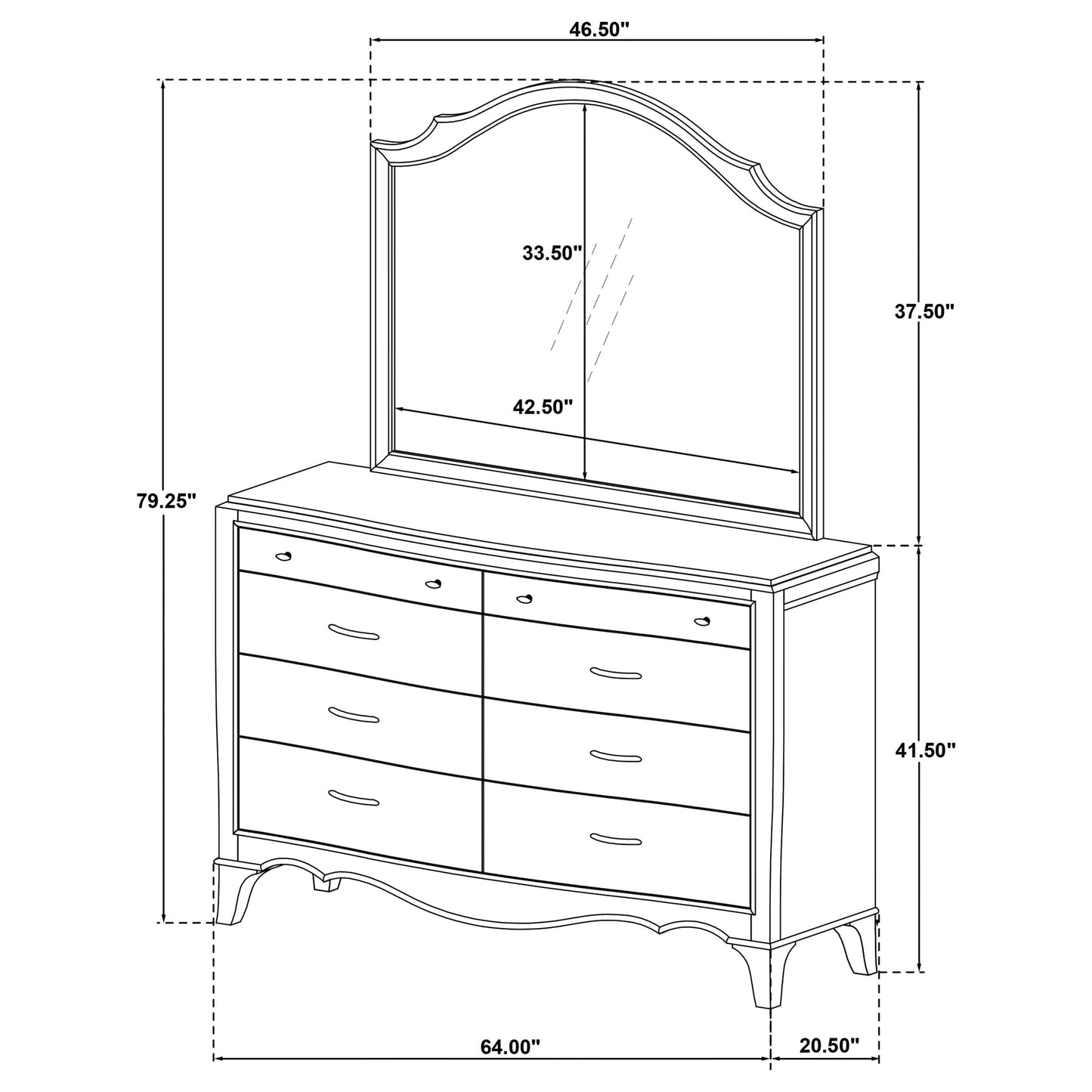 Revello 8-drawer Bedroom Dresser with Mirror Washed Mango