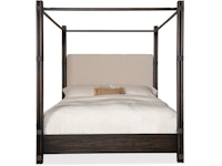 Hooker Furniture Bedroom Retreat Pole Rattan King Upholstered Poster Bed w/Canopy