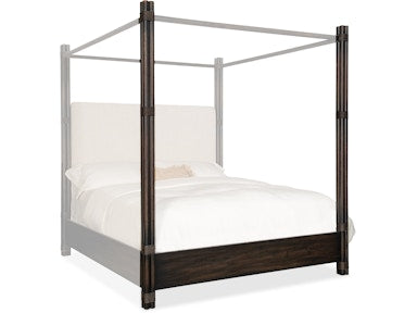 Hooker Furniture Bedroom Retreat Pole Rattan King Upholstered Poster Bed w/Canopy
