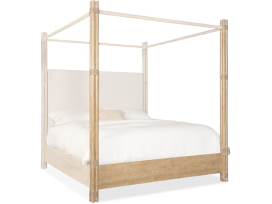 Hooker Furniture Bedroom Retreat Pole Rattan King Upholstered Poster Bed w/Canopy