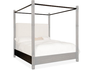 Hooker Furniture Bedroom Retreat Pole Rattan King Upholstered Poster Bed w/Canopy