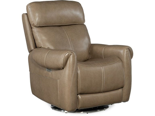Hooker Furniture Living Room Sterling Swivel Power Recliner with Power Headrest