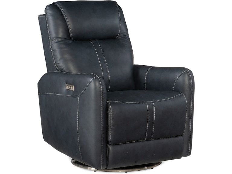 Hooker Furniture Living Room Steffen Swivel Power Recliner with Power Headrest