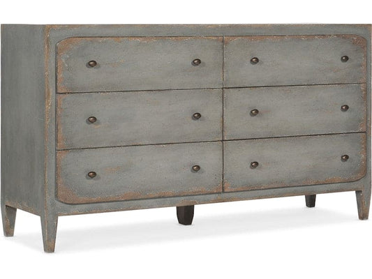 Hooker Furniture Bedroom Ciao Bella Six-Drawer Dresser- Speckled Gray