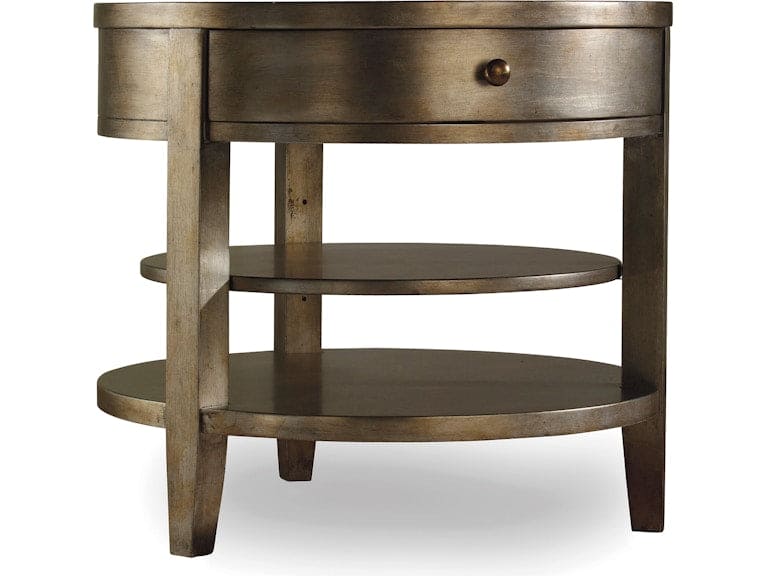 Hooker Furniture Living Room Sanctuary One-Drawer Round Lamp Table - Visage