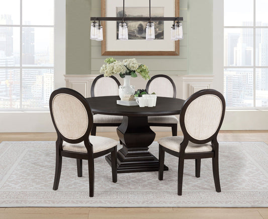 Twyla 5-piece Round Wood Dining Room Table Set Dark Cocoa