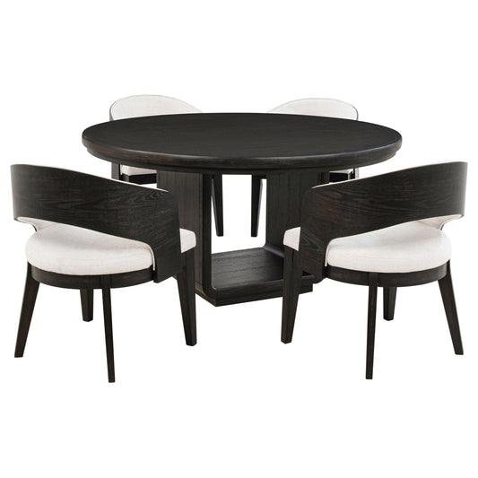 Leandro 5-piece Round Dining Table Set Burnished Black