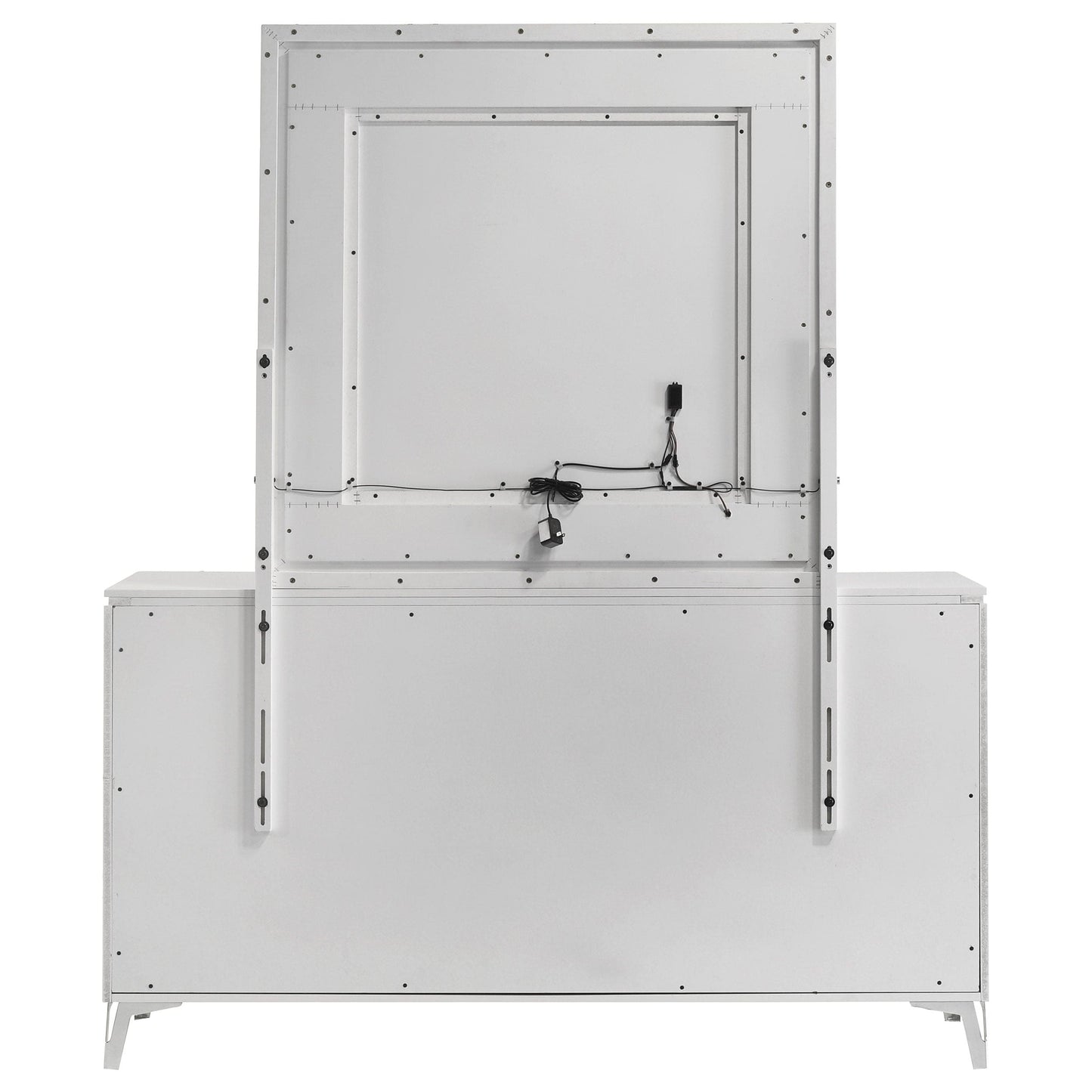 Cassia 6-drawer Dresser Cabinet with Mirror White High Gloss