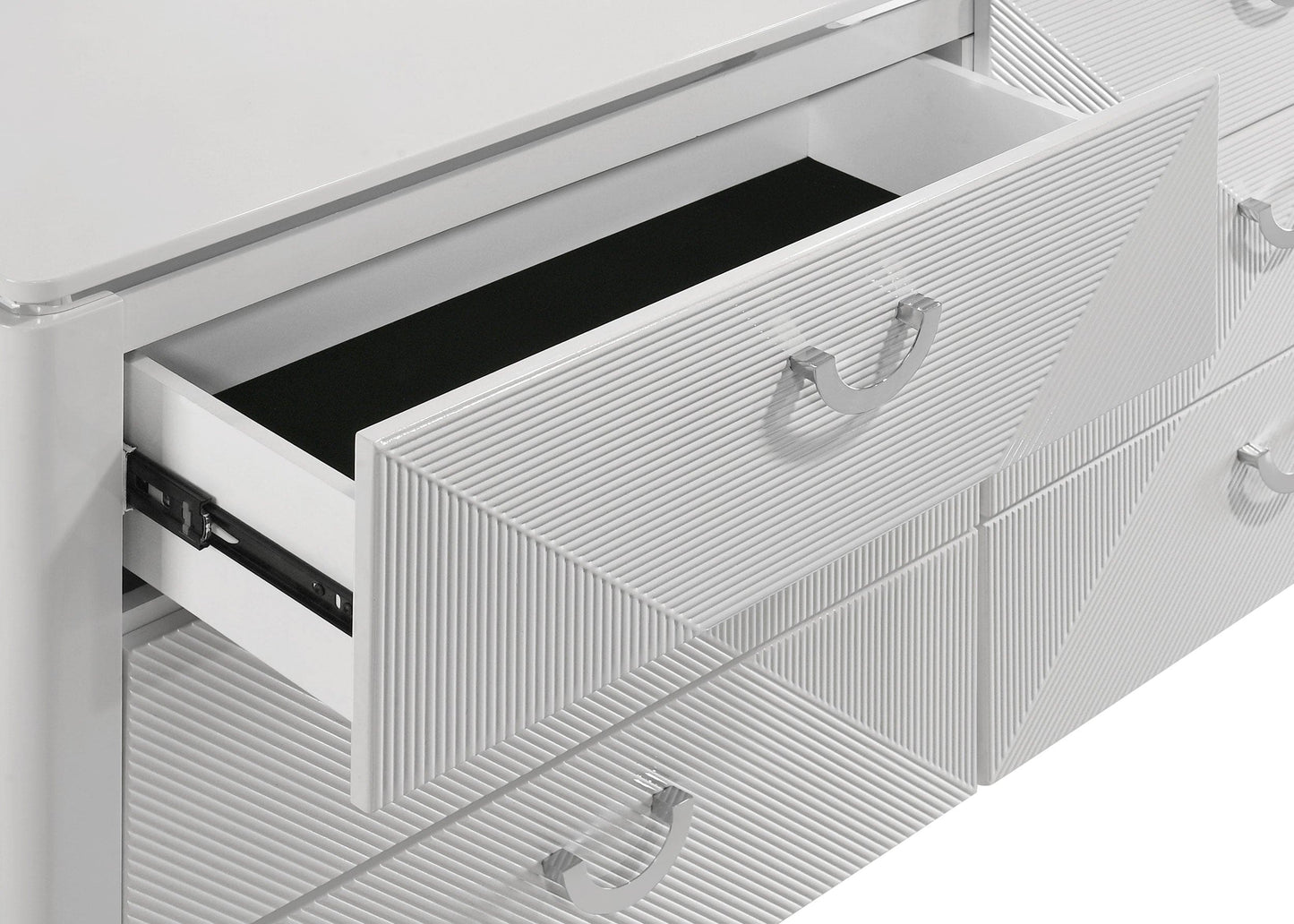 Cassia 6-drawer Dresser Cabinet with Mirror White High Gloss