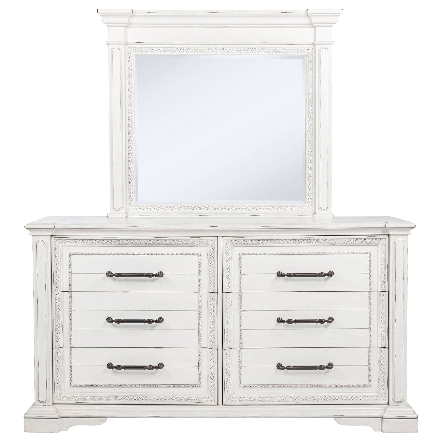 McKinney 6-drawer Bedroom Dresser with Mirror Vintage White