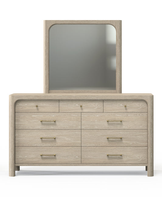 Solano 9-drawer Bedroom Dresser with Mirror Weathered Mango