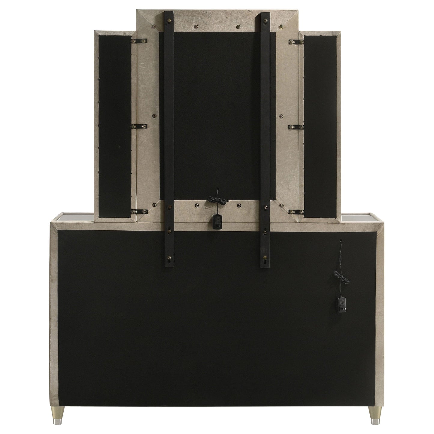 Lorient 8-drawer LED Dresser with Mirror Ivory and Camel