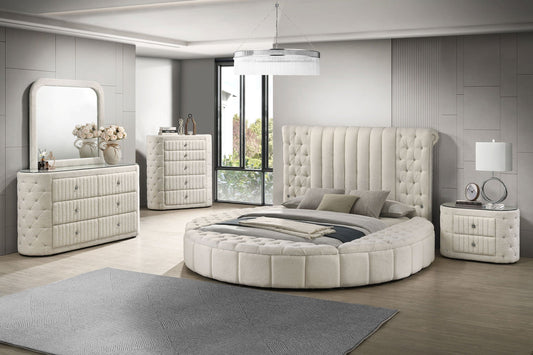 Sonya 5-piece Upholstered Queen Bedroom Set Ivory
