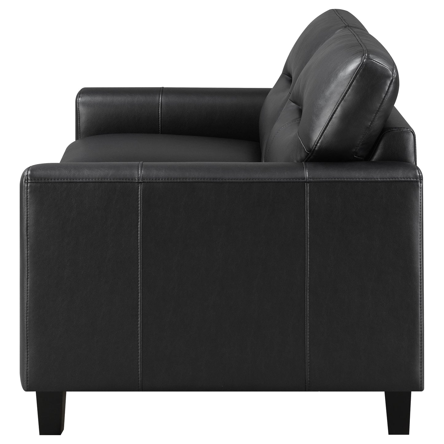 Scotland Faux Leather Upholstered Track Arm Loveseat Black