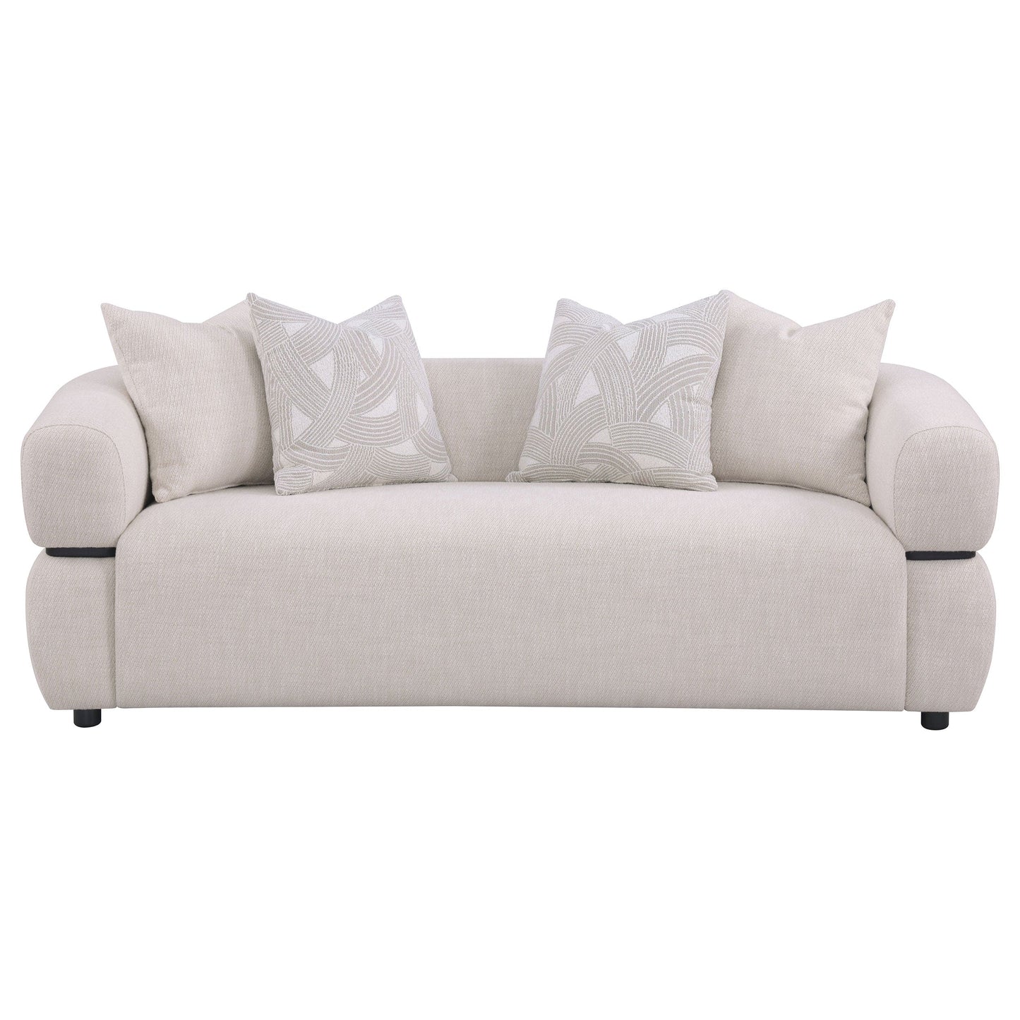 Jeanette 84-inch Fabric Upholstered Round Arm Sofa Beige