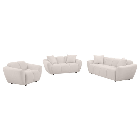 Destino 3-piece Chenille Splayed Arm Sofa Set Greige