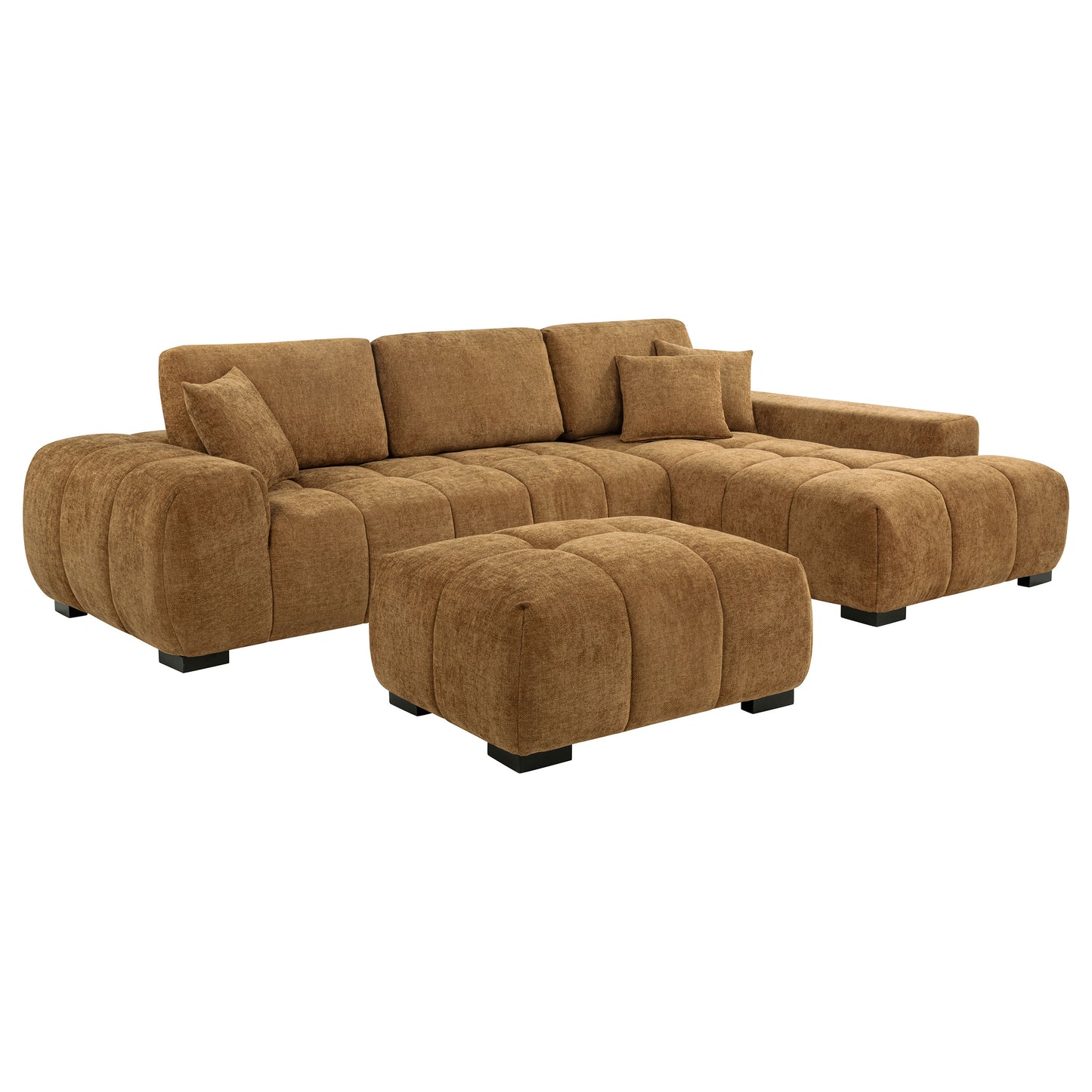 Octavia Fabric Upholstered Rectangular Ottoman Amber