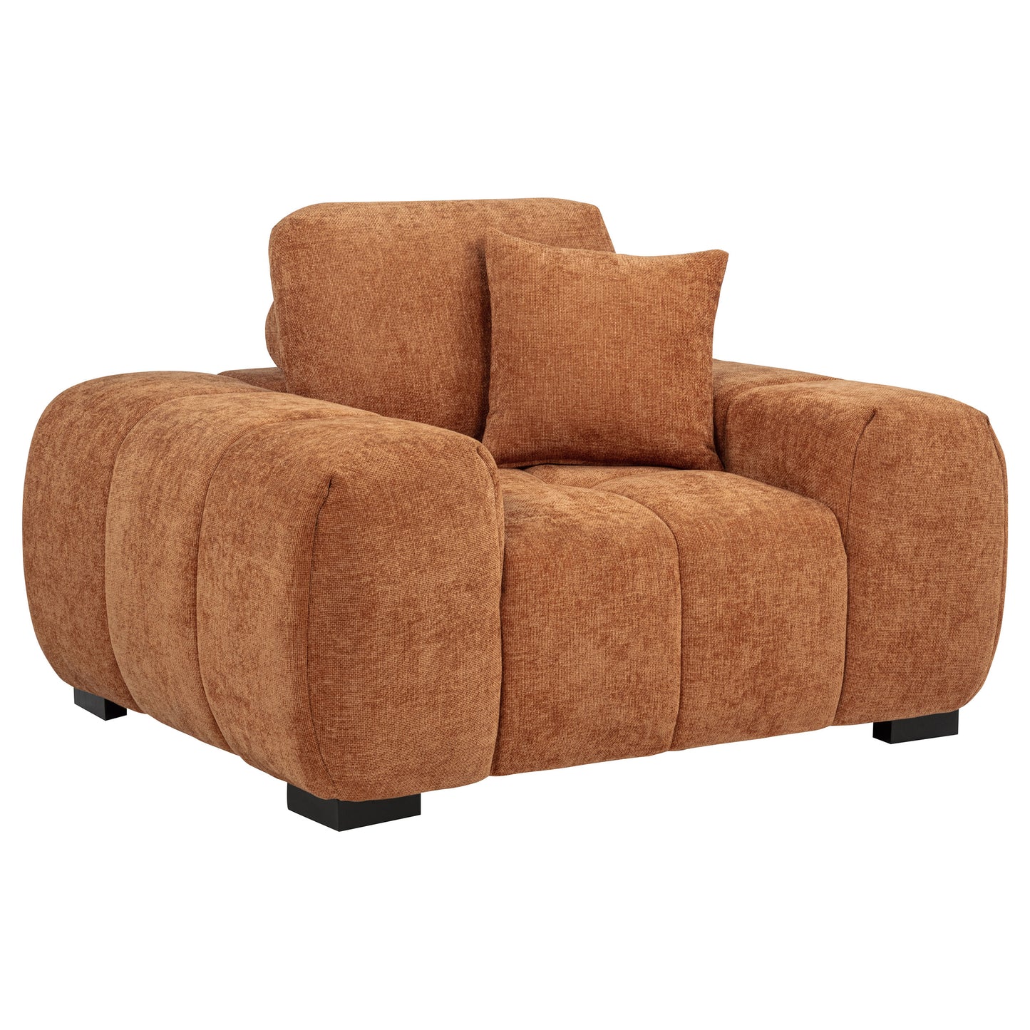 Octavia Fabric Upholstered Track Arm Accent Chair Orange