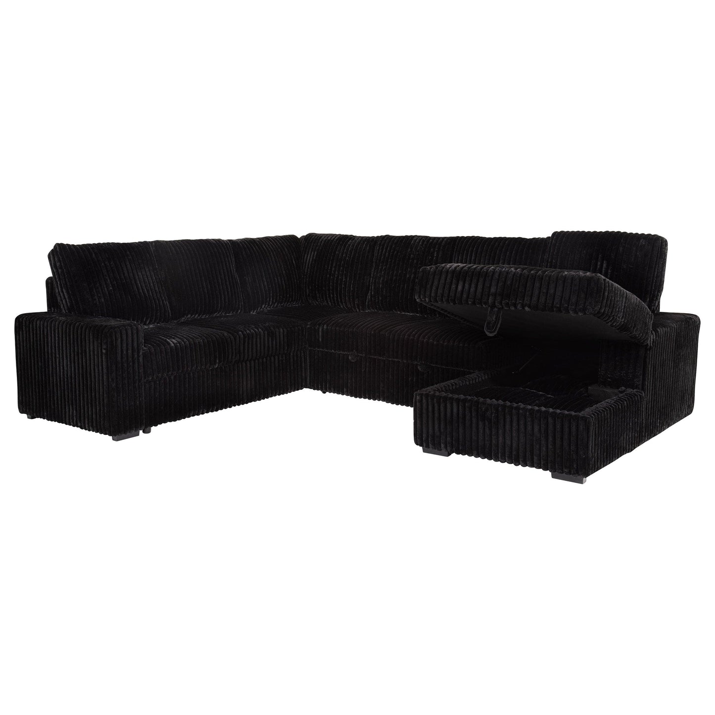 Devonshire Sleeper Sectional Sofa Storage Chaise Black