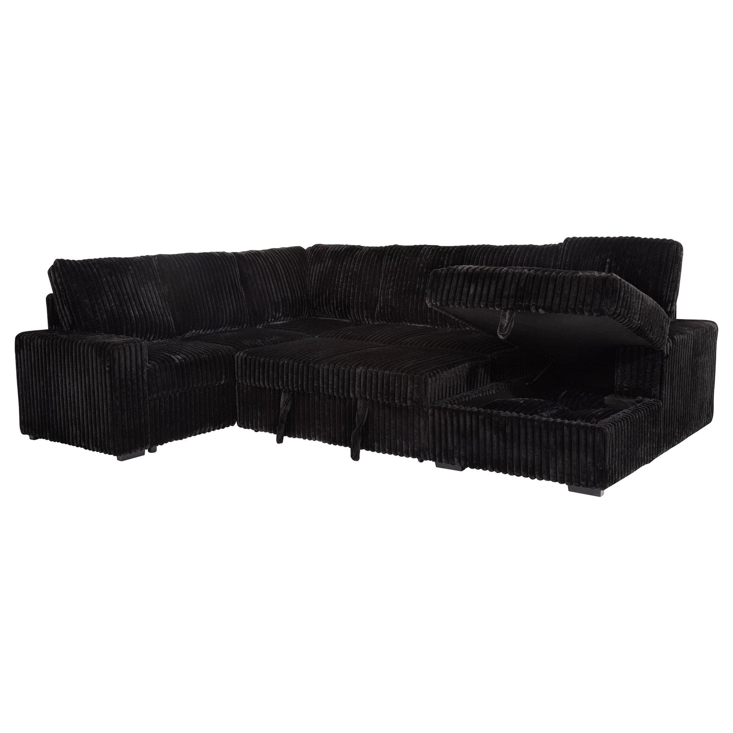 Devonshire Sleeper Sectional Sofa Storage Chaise Black