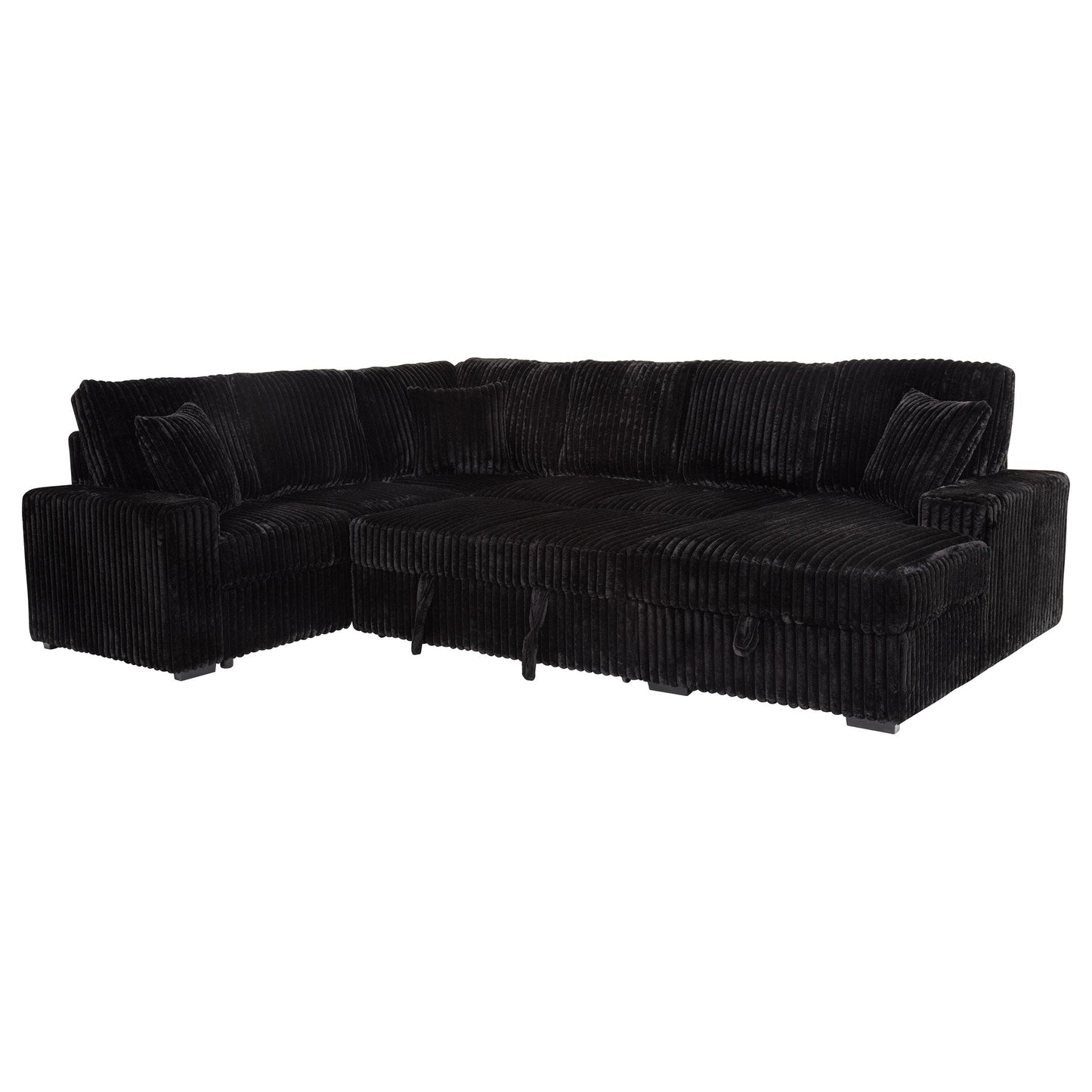 Devonshire Sleeper Sectional Sofa Storage Chaise Black