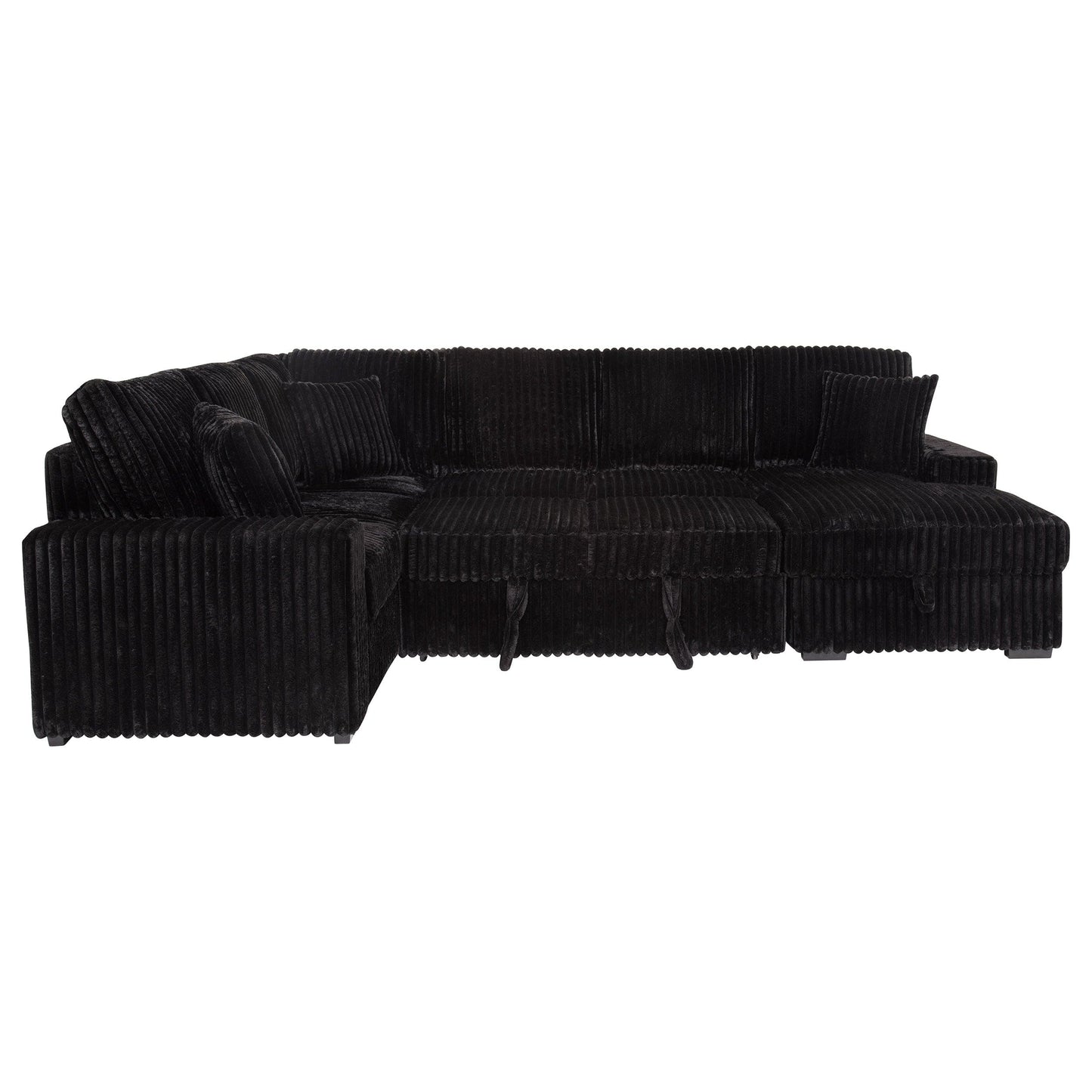Devonshire Sleeper Sectional Sofa Storage Chaise Black