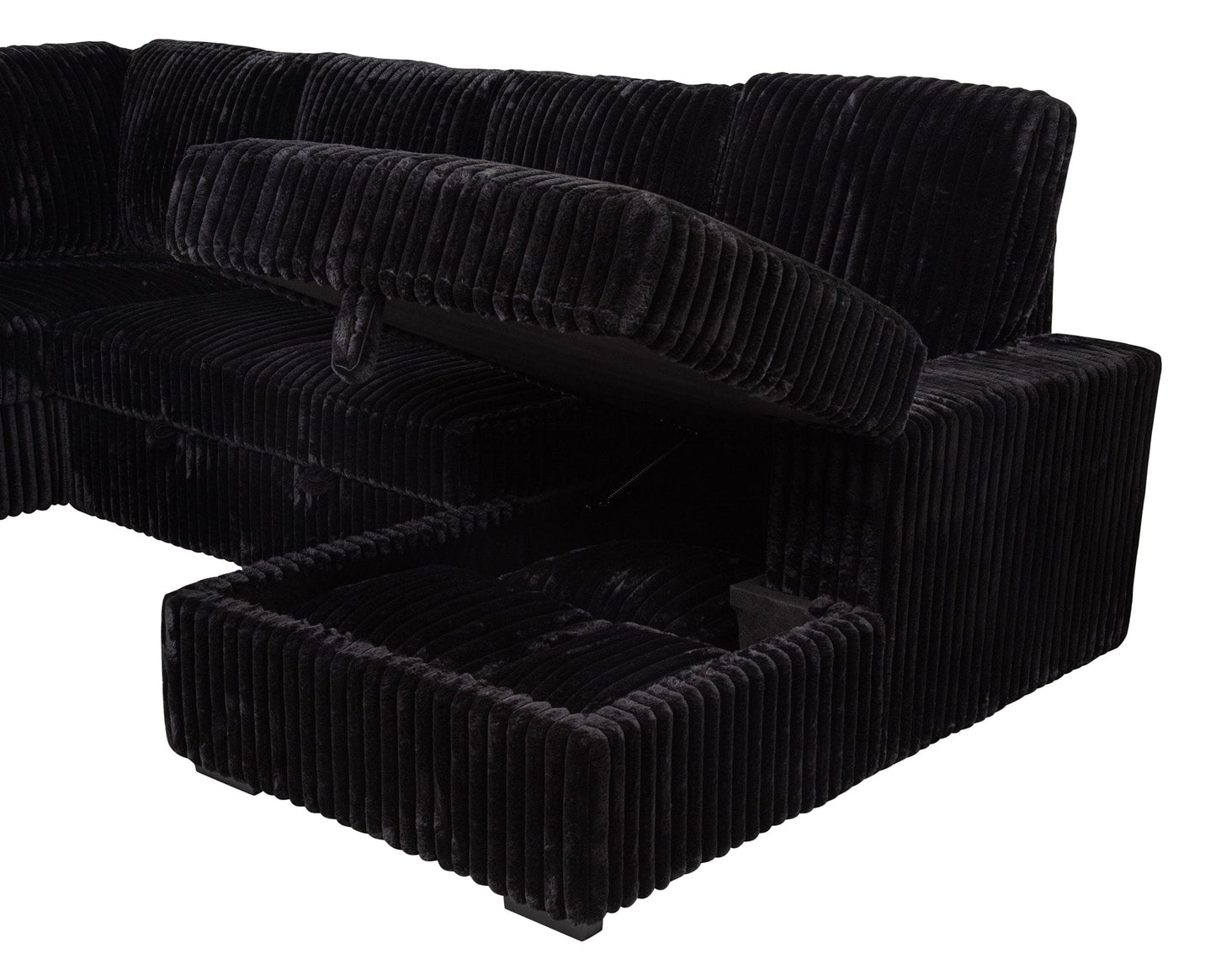 Devonshire Sleeper Sectional Sofa Storage Chaise Black