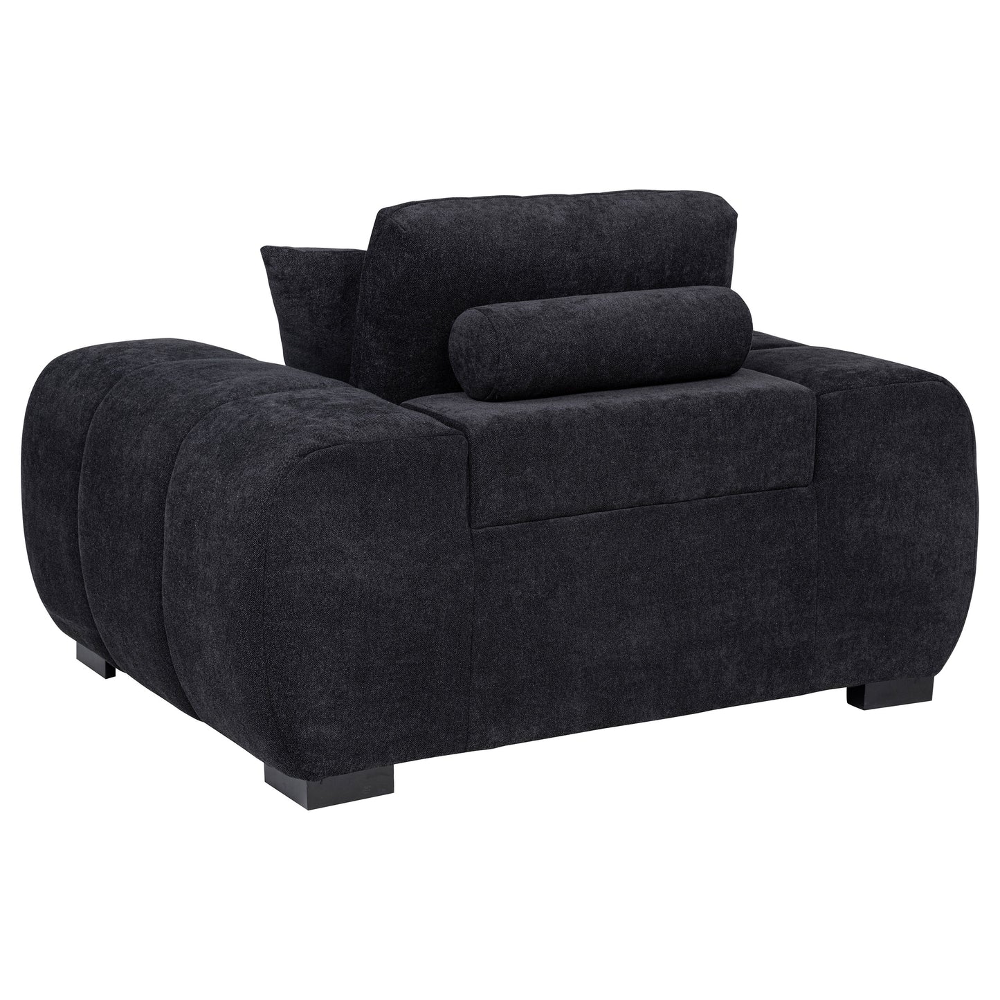Octavia Fabric Upholstered Track Arm Accent Chair Black