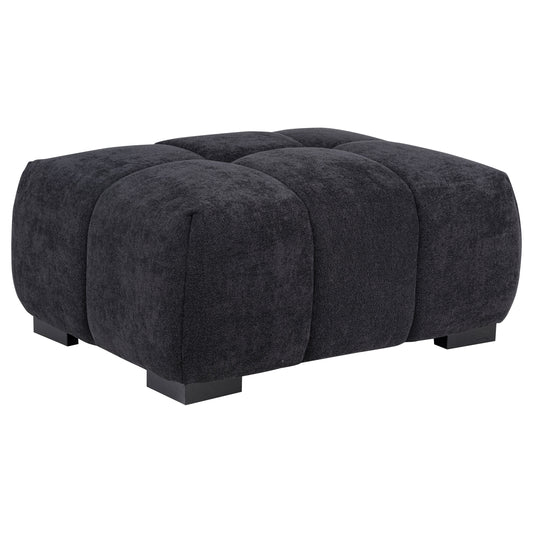 Octavia Fabric Rectangular Upholstered Ottoman Black