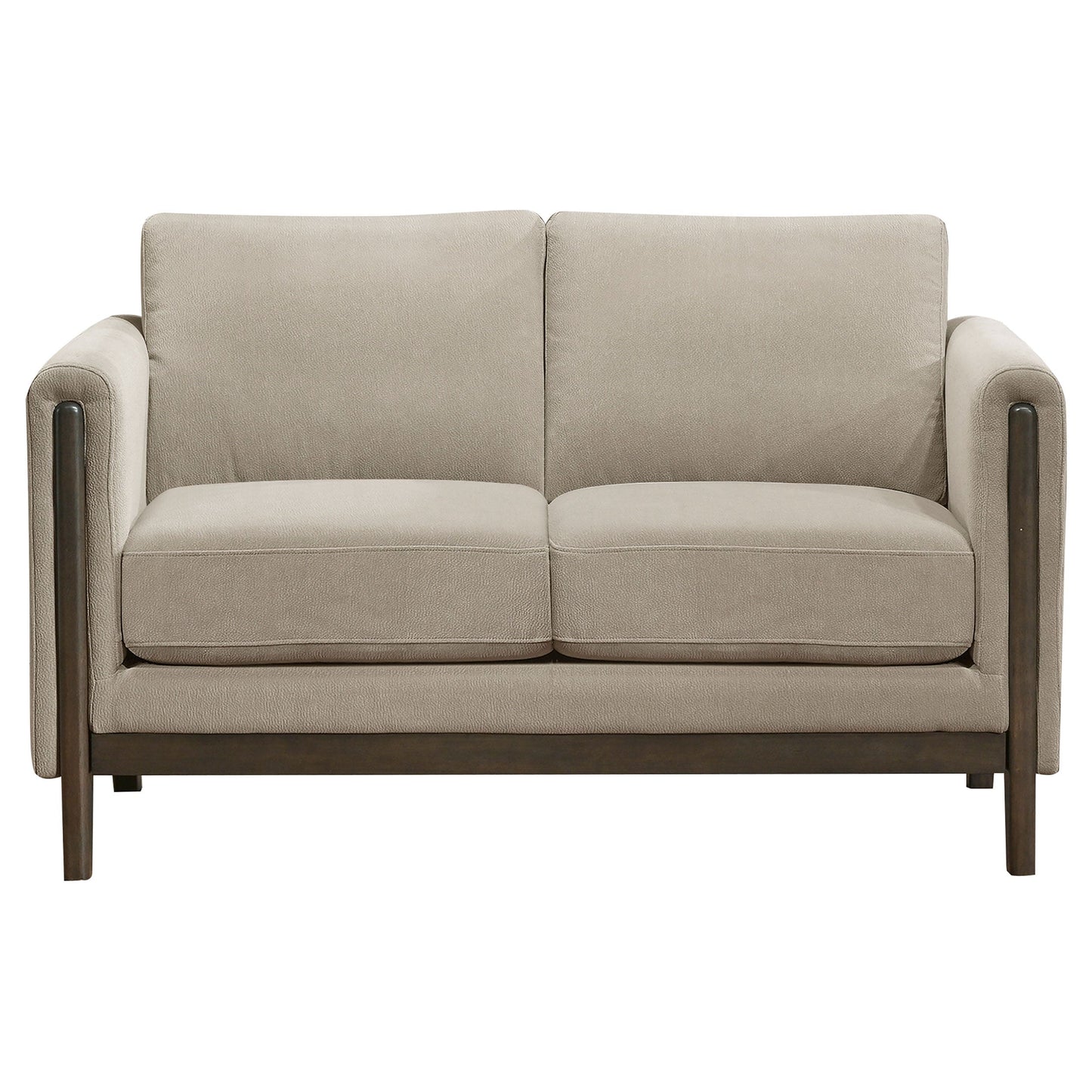 Islington Fabric Upholstered Panel Arm Loveseat Taupe