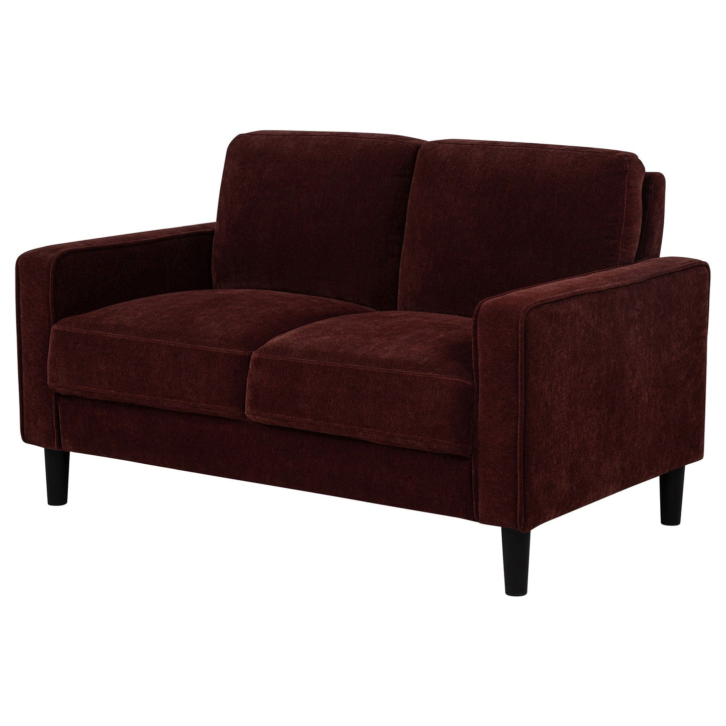 Ruth Fabric Upholstered Track Arm Loveseat Rust Red