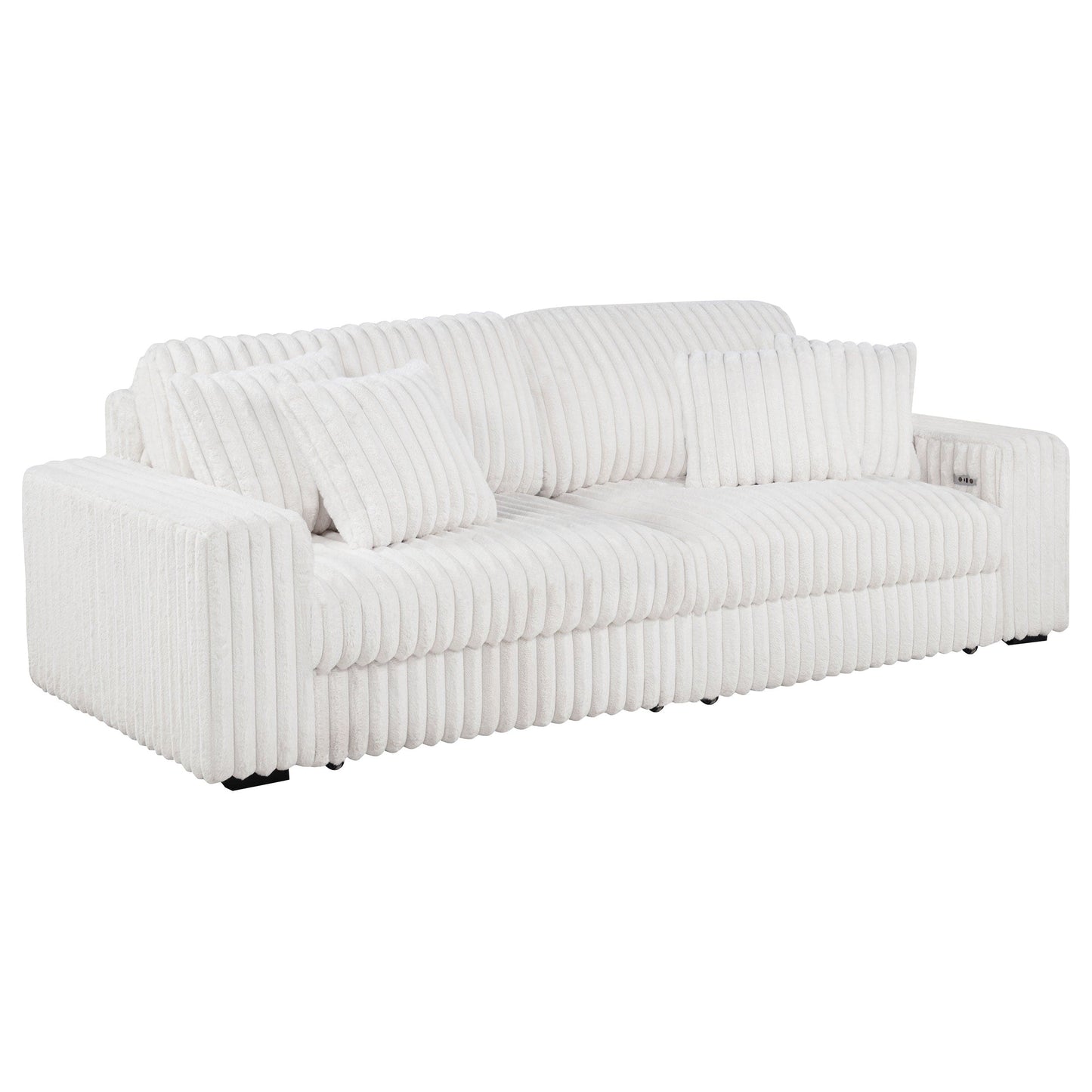 Jacana Corduroy Upholstered Dual Power Chaise Sofa Ivory