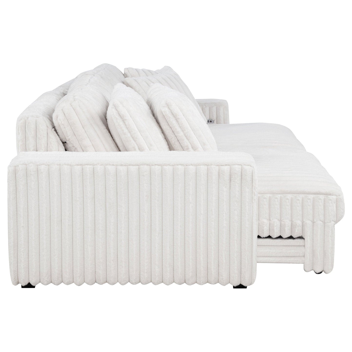 Jacana Corduroy Upholstered Dual Power Chaise Sofa Ivory