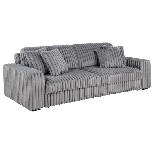 Jacana Corduroy Upholstered Dual Power Chaise Sofa Grey