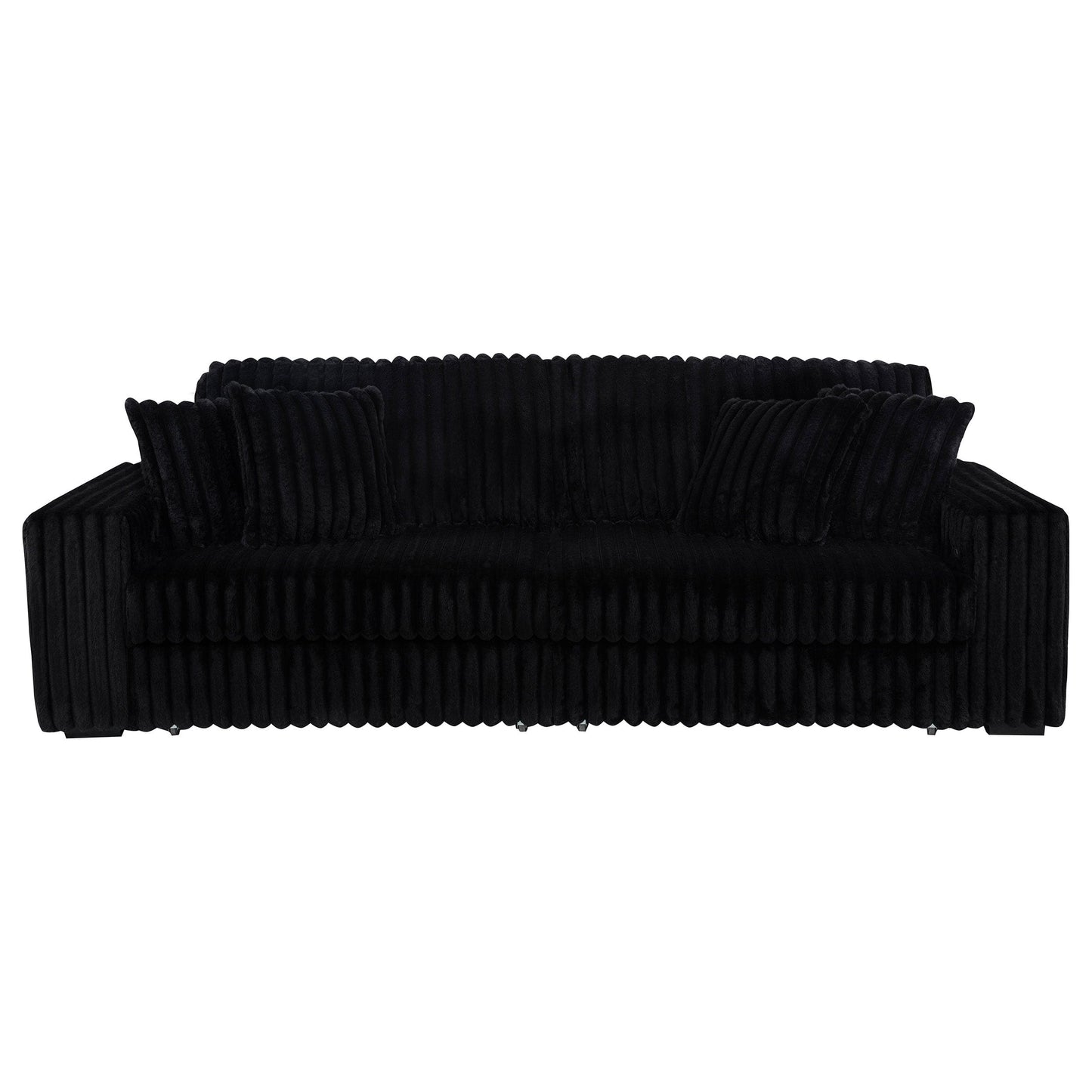 Jacana Corduroy Upholstered Dual Power Chaise Sofa Black