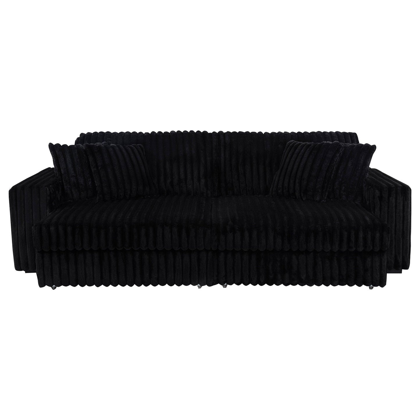 Jacana Corduroy Upholstered Dual Power Chaise Sofa Black