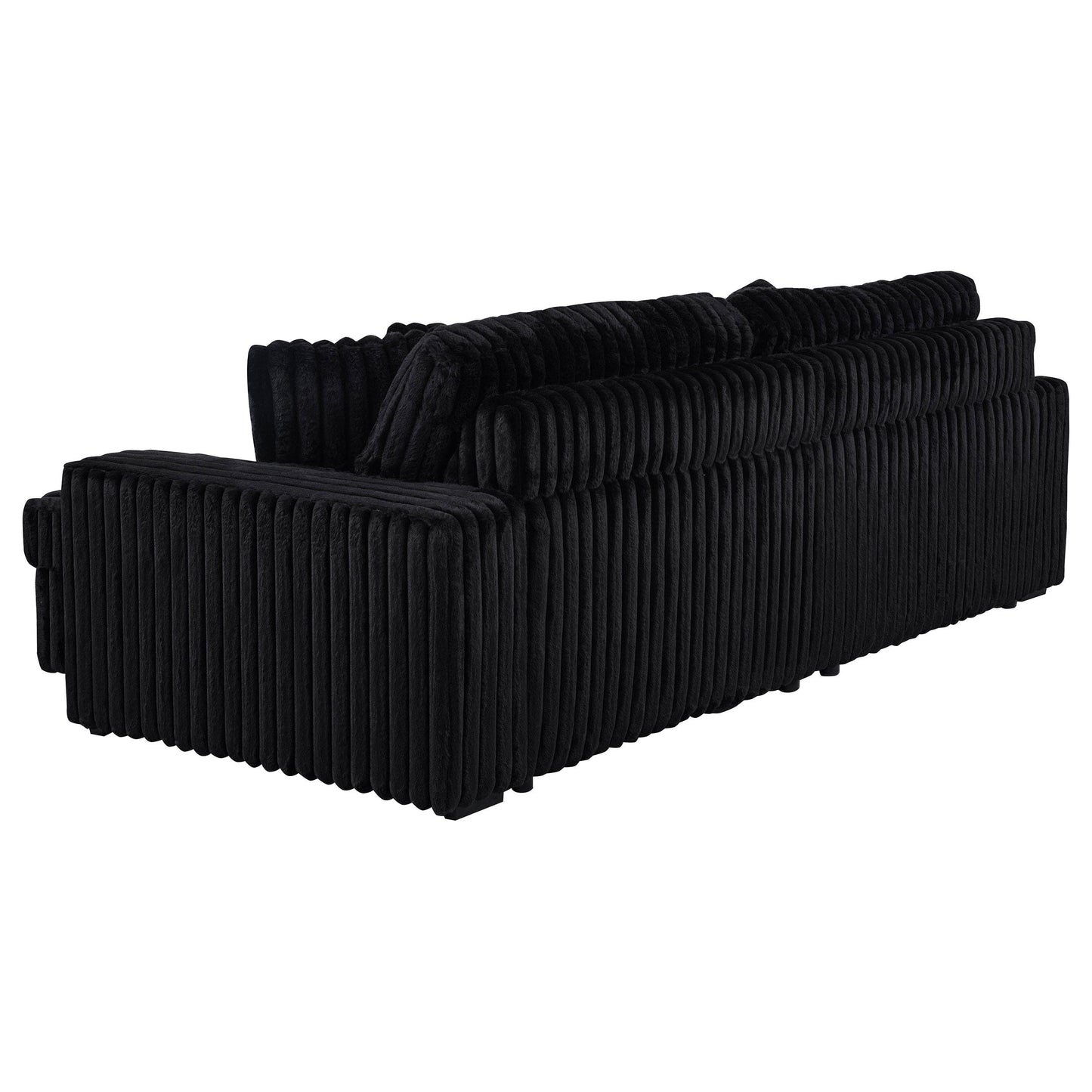 Jacana Corduroy Upholstered Dual Power Chaise Sofa Black
