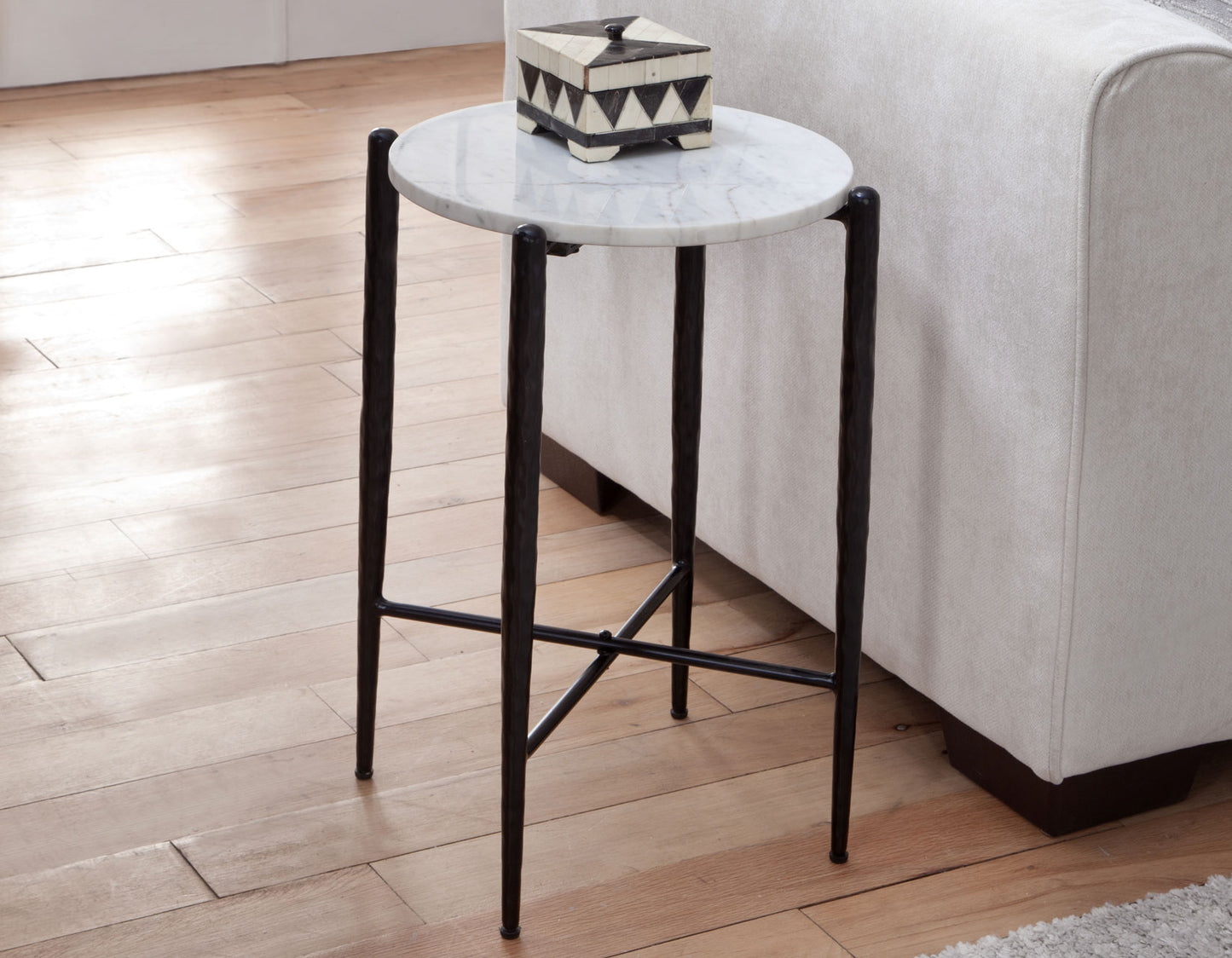 Loxie 3-Piece Round Solid White Marble Top Tables