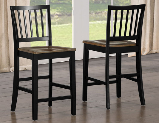 Joplin Solid Wood 24″ Farmhouse Counter Stool, Walnut and Ebony Finish