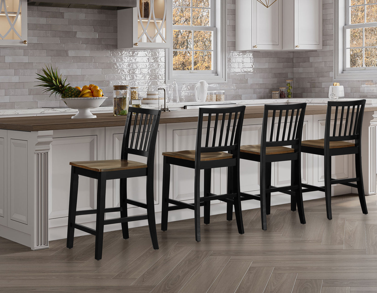 Joplin Solid Wood 24″ Farmhouse Counter Stool, Walnut and Ebony Finish (Copy)