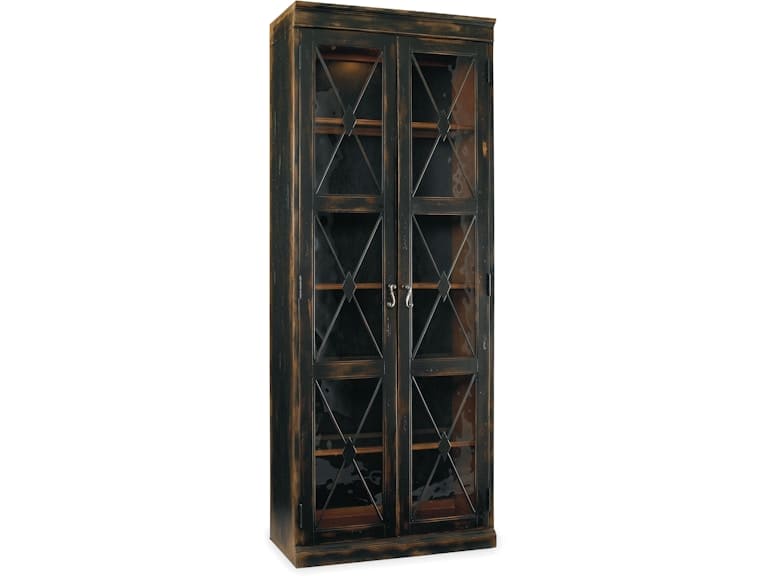 Hooker Furniture Living Room Sanctuary Two-Door Thin Display Cabinet - Ebony