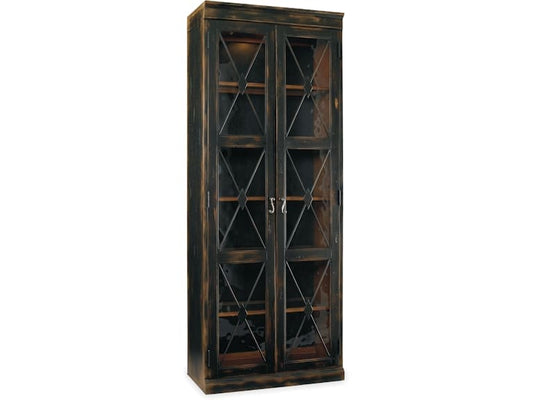 Hooker Furniture Living Room Sanctuary Two-Door Thin Display Cabinet - Ebony