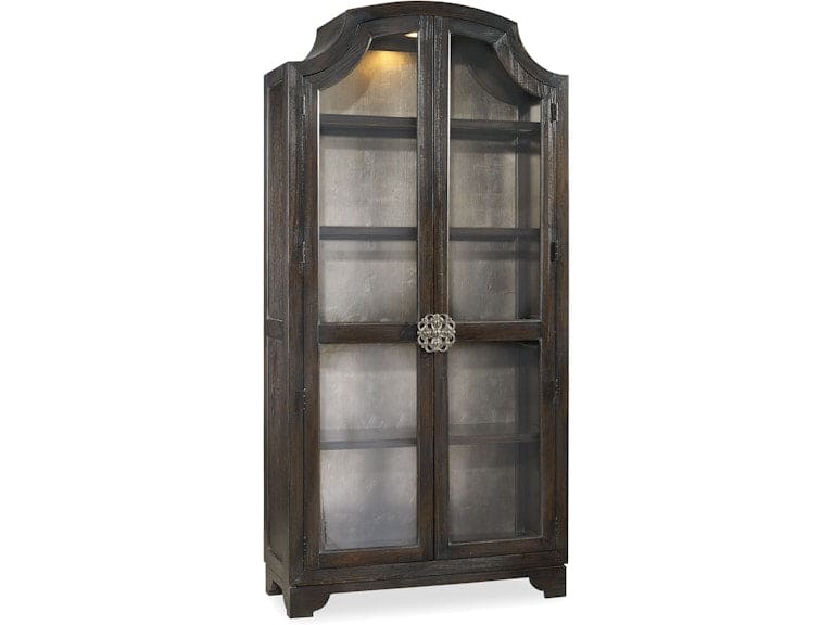 Hooker Furniture Living Room Sanctuary Glass Bunching Curio-Ebony Antiqued Oak